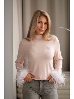 Гольф трикотажний Laloca пір'я рожевий меланж