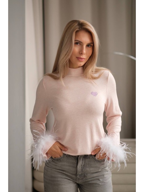 Гольф трикотажний Laloca пір'я рожевий меланж