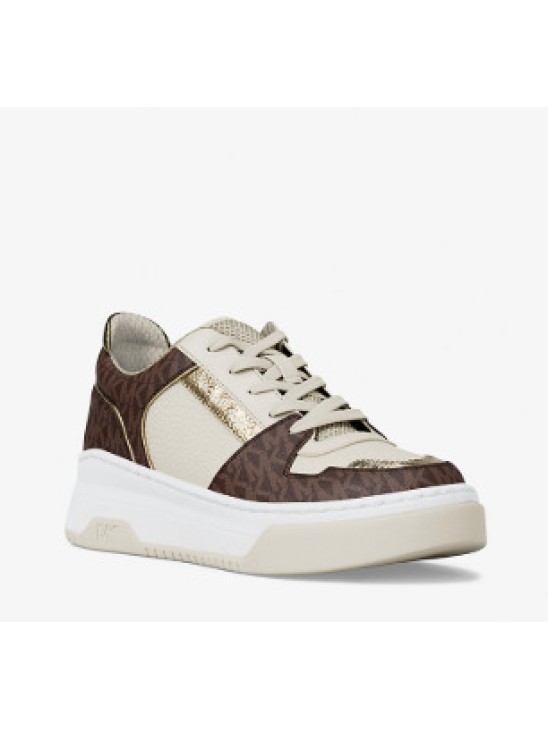 Michael Kors Lexi Mixed-Media Sneaker Brown