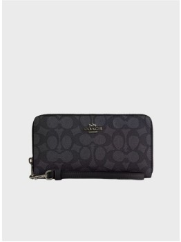 Жіночий гаманець Coach Long Zip Around In Signature Canvas Black