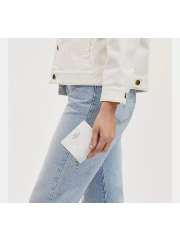 Кошелёк Coach Snap Wallet In Signature Canvas White Logo