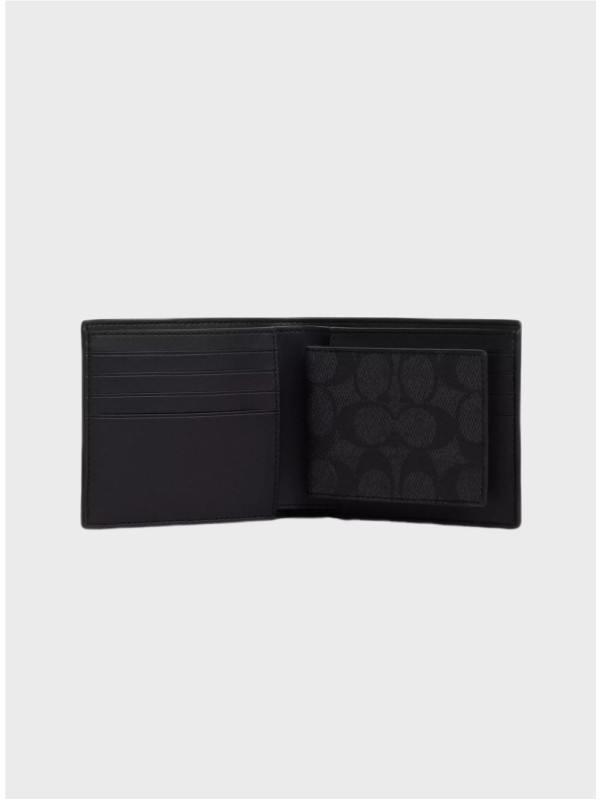 Подарочный набор Coach Boxed 3 In 1 Wallet Gift Set In Signature Canvas Black Logo