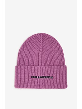 Жіноча шапка Karl Lagerfeld з домішкою шерсті та кашеміру K/Essential Mauve
