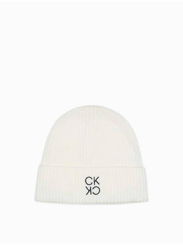 Шапка Calvin Klein Mirror Logo Beanie Белая