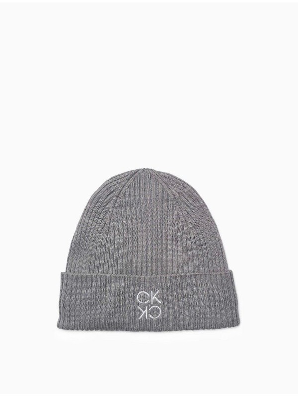 Шапка Calvin Klein Mirror Logo Beanie Серая