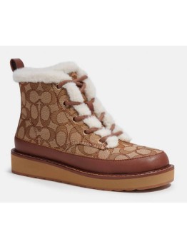 Coach Imani Boot In Signature Jacquard Khaki/Saddle