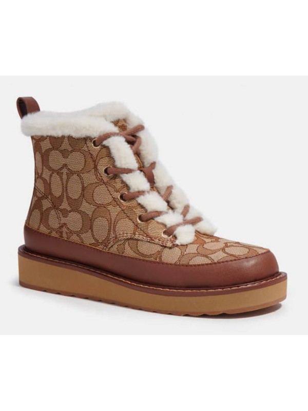 Coach Imani Boot In Signature Jacquard Khaki/Saddle