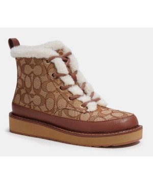 Coach Imani Boot In Signature Jacquard Khaki/Saddle