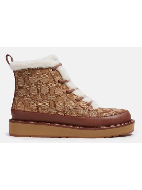 Coach Imani Boot In Signature Jacquard Khaki/Saddle