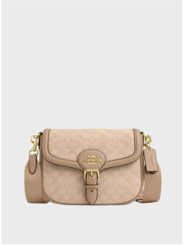 Сумка Coach Amelia Saddle With Signature Canvas Beige