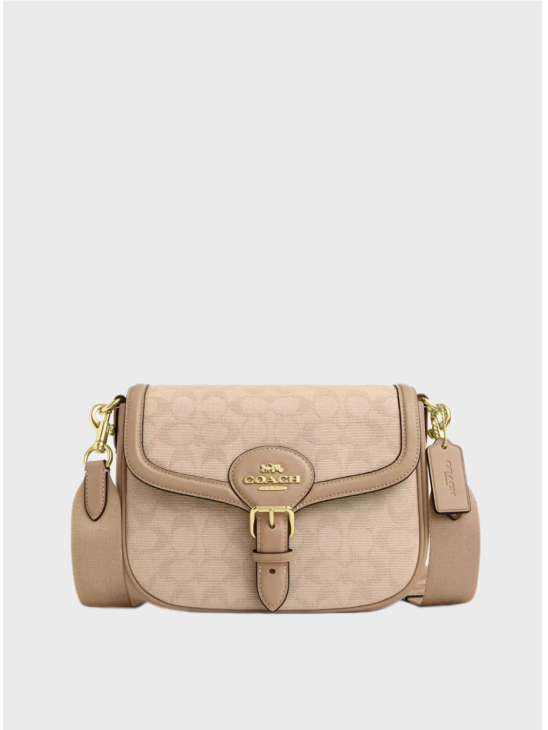 Сумка Coach Amelia Saddle With Signature Canvas Beige