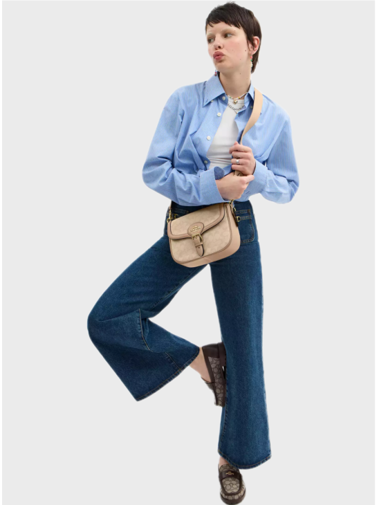 Сумка Coach Amelia Saddle With Signature Canvas Beige
