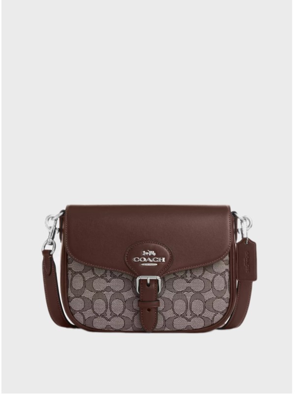 Cумка Coach Amelia Saddle In Signature Jacquard Brown