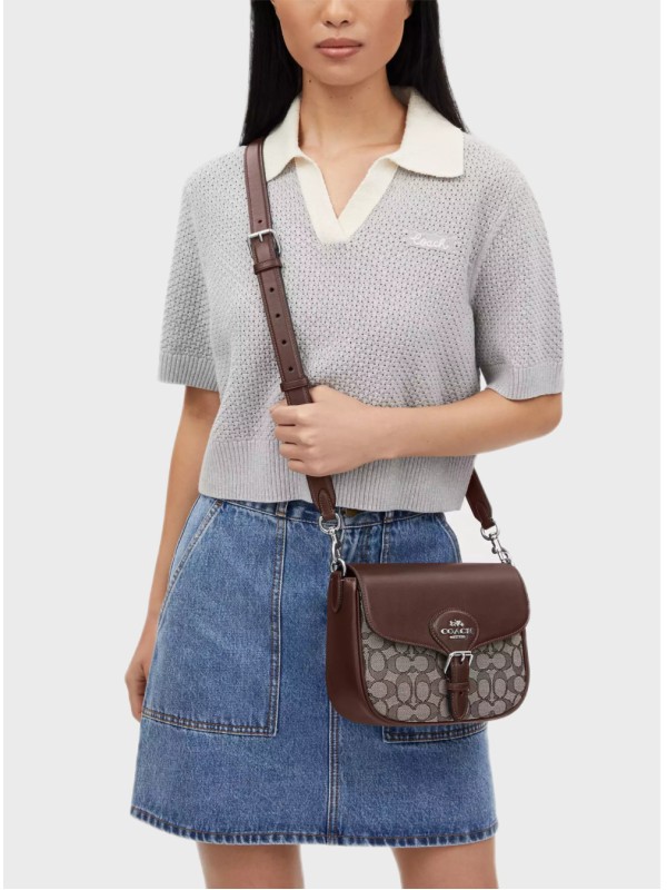 Cумка Coach Amelia Saddle In Signature Jacquard Brown