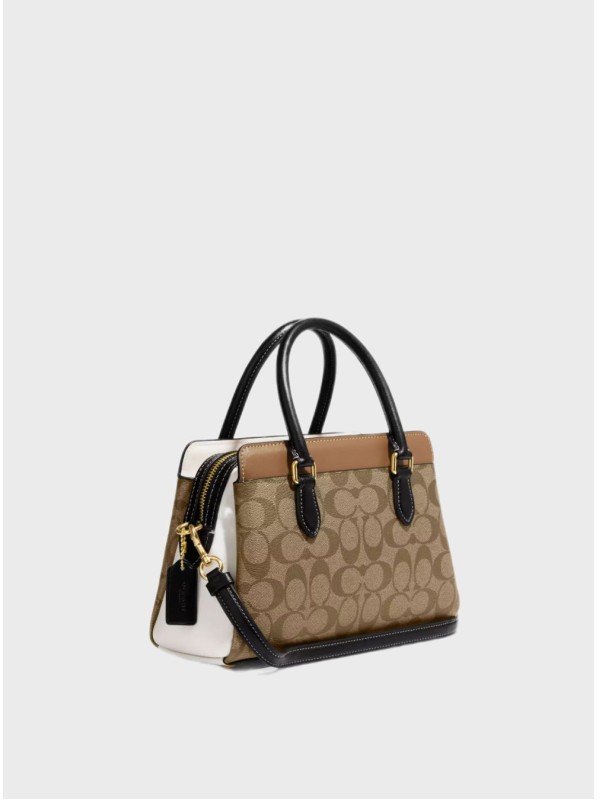 Cумка Coach Mini Darcie Carryall In Colorblock Signature Canvas, Gold/Khaki Multi