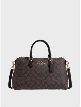 Cумка Coach Georgia Satchel In Signature Canvas Brown Black