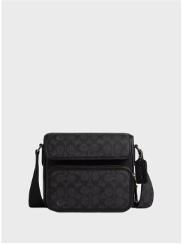 Чоловіча сумка Coach Sullivan Flap Crossbody In Signature Canvas Black Logo