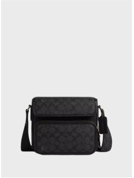Чоловіча сумка Coach Sullivan Flap Crossbody In Signature Canvas Black Logo