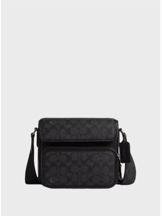 Чоловіча сумка Coach Sullivan Flap Crossbody In Signature Canvas Black Logo