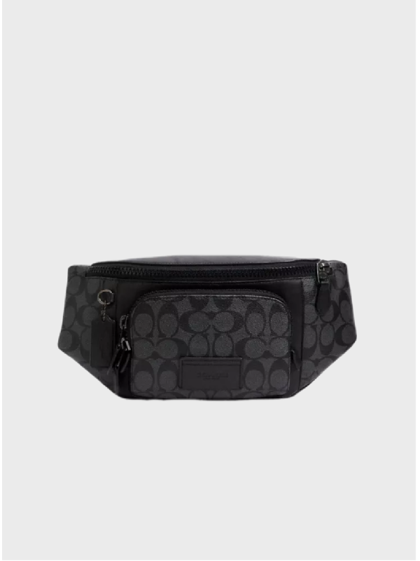 Чоловіча бананка Coach Track Belt Bag In Signature Canvas Black Logo