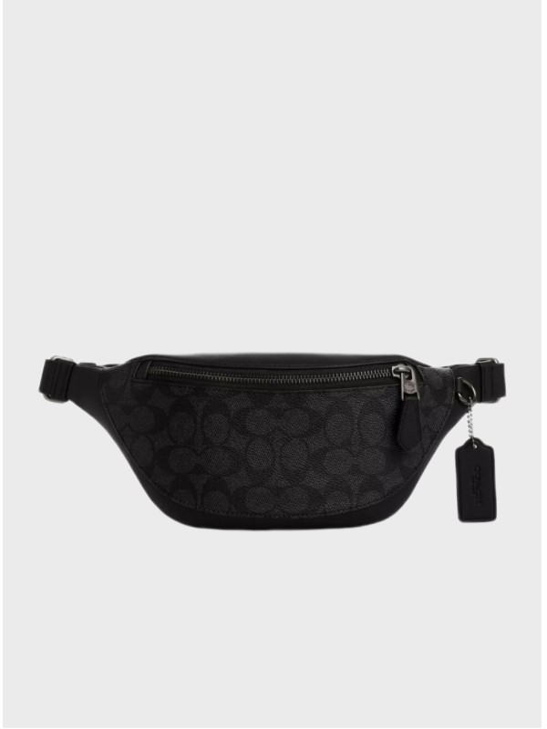 Мужская поясная сумка Coach Warren Mini Belt  In Signature Canvas Black