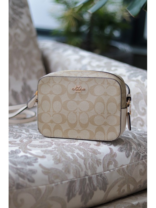 Cумка coach camera bag in signature canvas Light brown