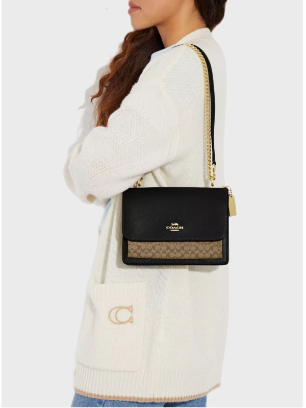 Cумка Coach Klare Crossbody In Micro Signature Canvas Gold/Khaki/Black