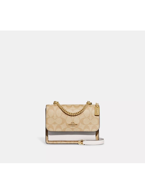 Cумка Coach Mini Klare Crossbody In Signature Canvas Gold/Light Khaki Chalk