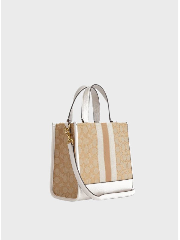 Cумка Coach Dempsey Tote 22 In Signature Jacquard Gold/Light Khaki Chalk