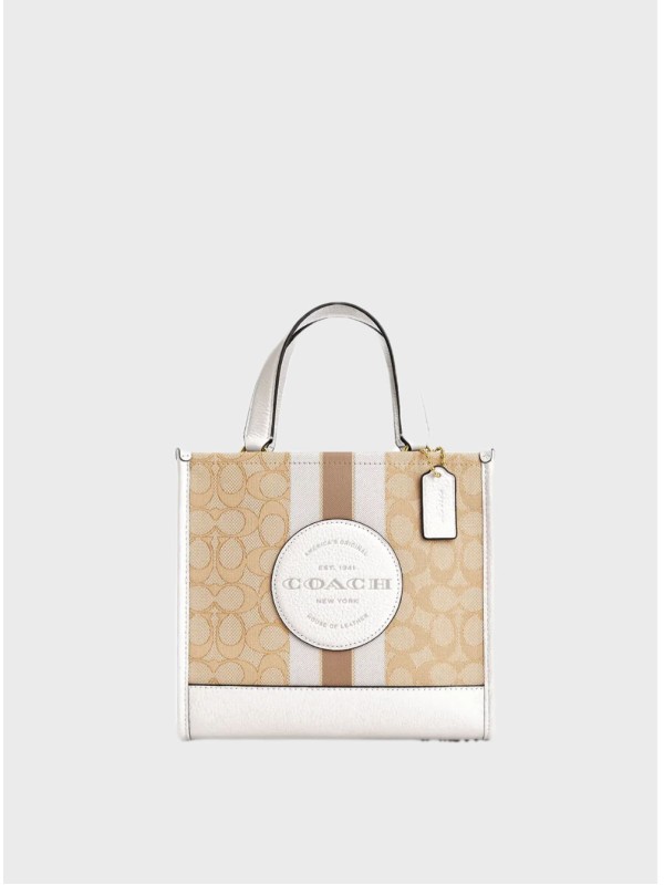 Cумка Coach Dempsey Tote 22 In Signature Jacquard Gold/Light Khaki Chalk