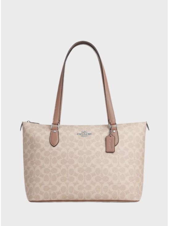 Сумка Coach Gallery Tote Bag In Signature Canvas Beige