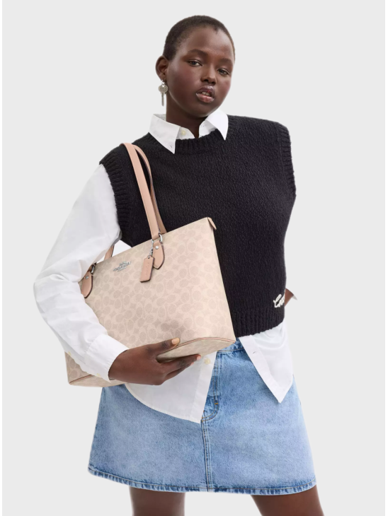 Сумка Coach Gallery Tote Bag In Signature Canvas Beige