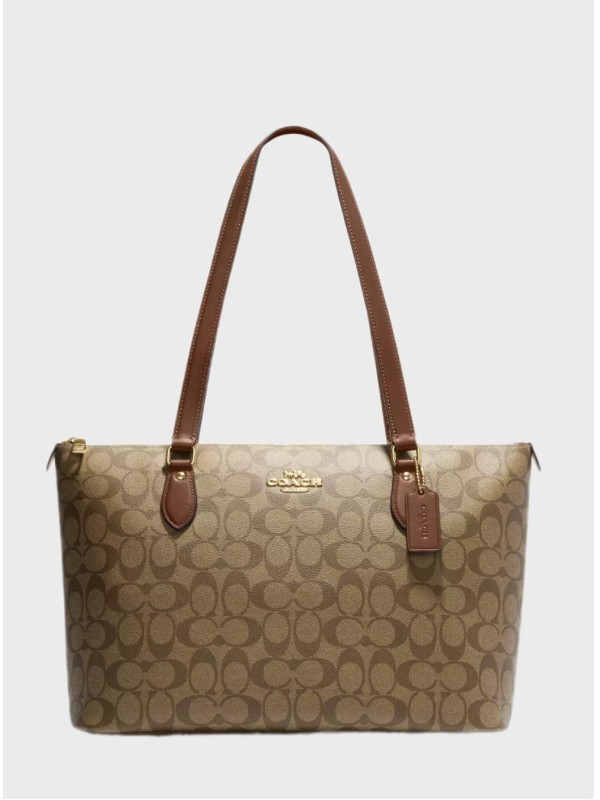 Cумка Coach Gallery Tote In Signature Canvas Gold/Beige