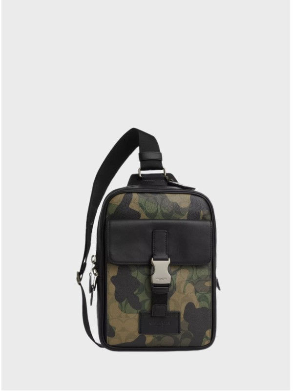 Мужская сумка Coach Track Pack In Signature Canvas With Camo Print Green Multi