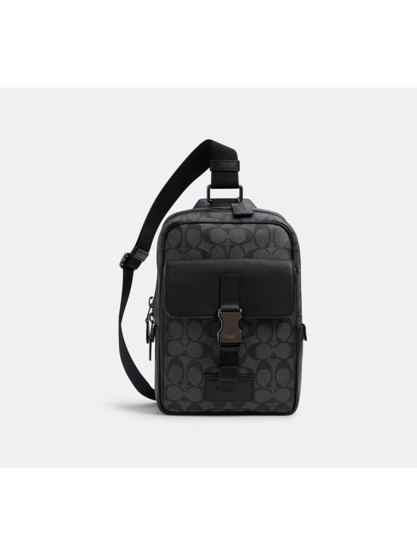 Мужская сумка Coach Track Pack In Signature Canvas Black