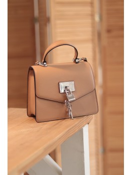 Cумка DKNY Elissa Top Handle Leather Satchel Latte