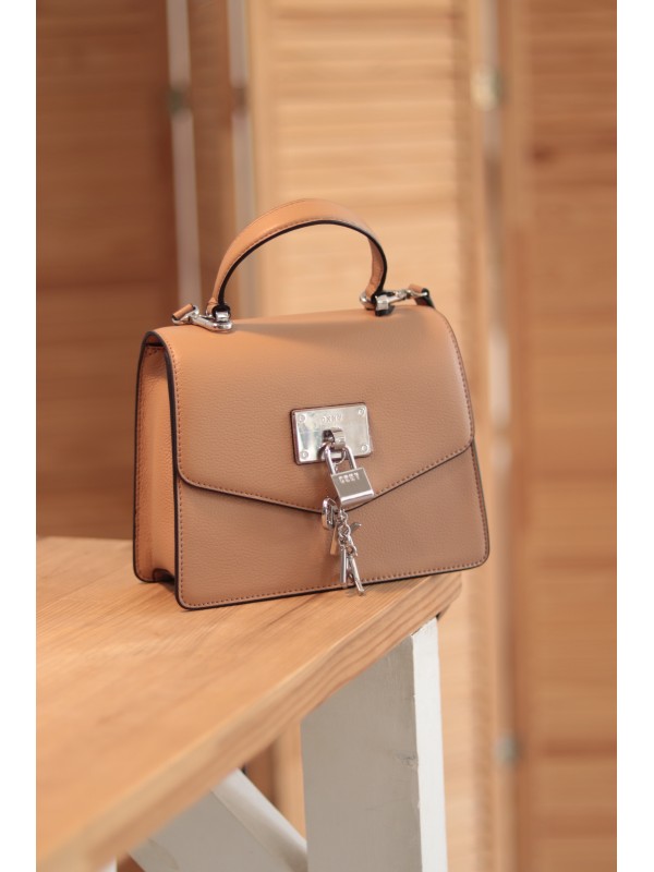 Cумка DKNY Elissa Top Handle Leather Satchel Latte