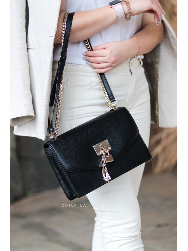 Cумка DKNY Elissa Pebbled Leather Shoulder Bag Black