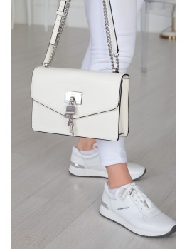 Cумка DKNY Elissa Pebbled Leather Shoulder Bag White Medium
