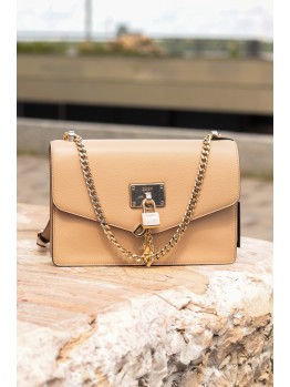 Cумка DKNY Elissa Pebbled Leather Shoulder Bag Sand