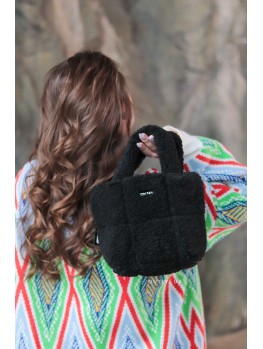 Cумка DKNY Poppy Mini Faux Shearling Tote Меховая Черная