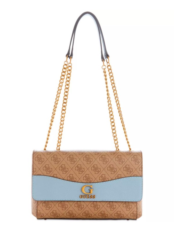 Cумка GUESS Nell 4G Logo Basique Crossbody Flap brown blue