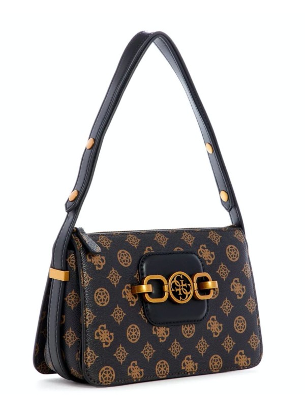 Cумка Guess Hensely Zip-Top Logo Shoulder Bag Brown logo