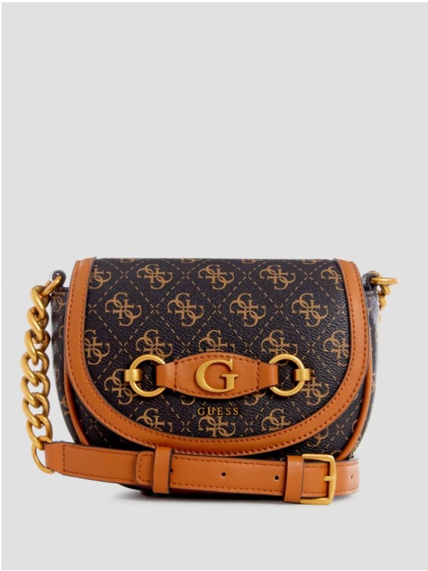 Cумка Guess Izzy Logo Mini Crossbody Brown logo/Cognac