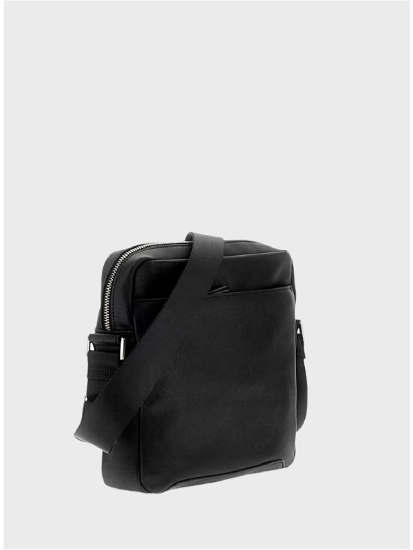 Чоловіча сумка Guess Eco Saffiano Top-Zip Flat Crossbody Black