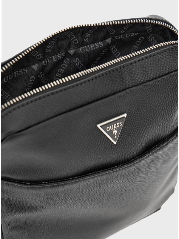 Чоловіча сумка Guess Eco Saffiano Top-Zip Flat Crossbody Black