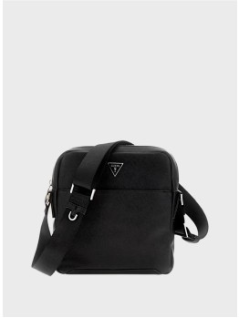 Чоловіча сумка Guess Eco Saffiano Top-Zip Flat Crossbody Black