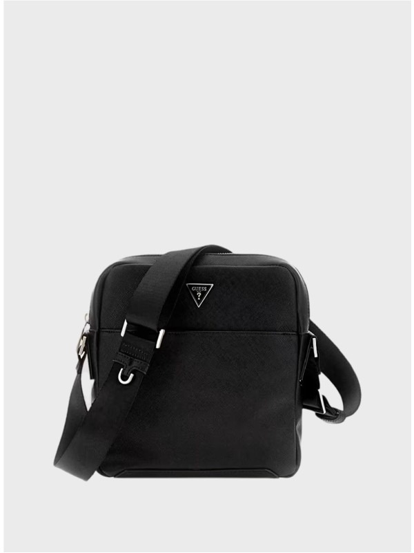 Чоловіча сумка Guess Eco Saffiano Top-Zip Flat Crossbody Black