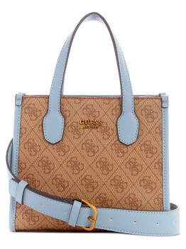 Cумка GUESS Silvana 4G Basique Logo Mini Double Compartment Crossbody Tote brown+blue