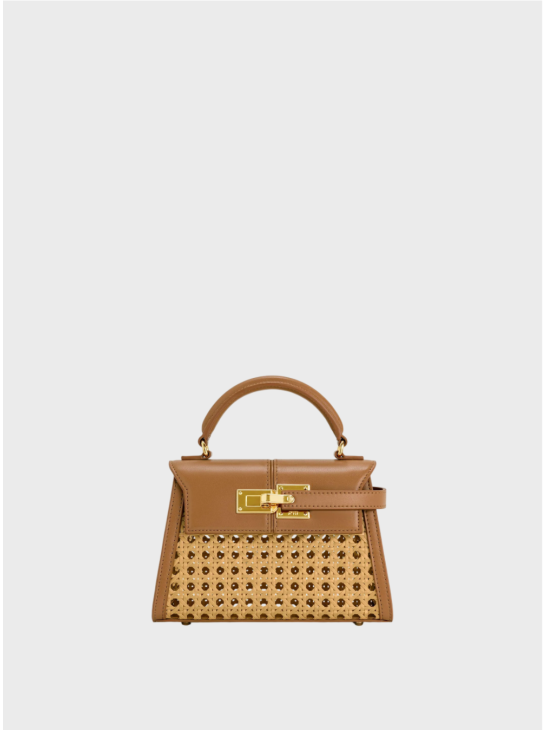 Сумка JW Pei Elise Faux Bamboo Woven Top Handle Brown